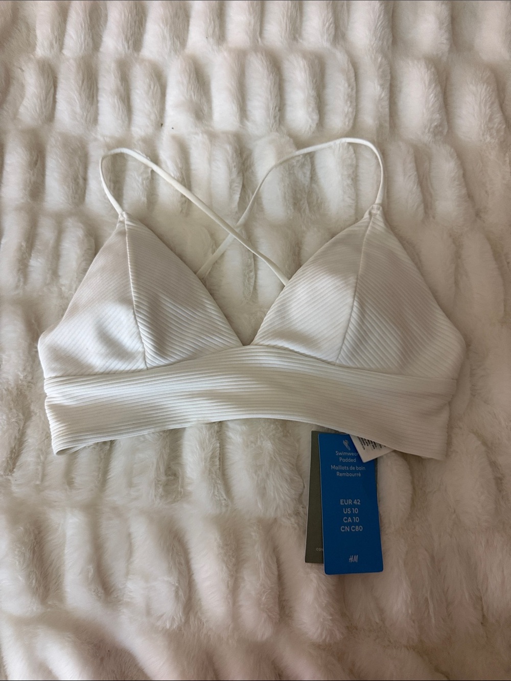 H&M Cream Ribbed Cross-Back Bralette